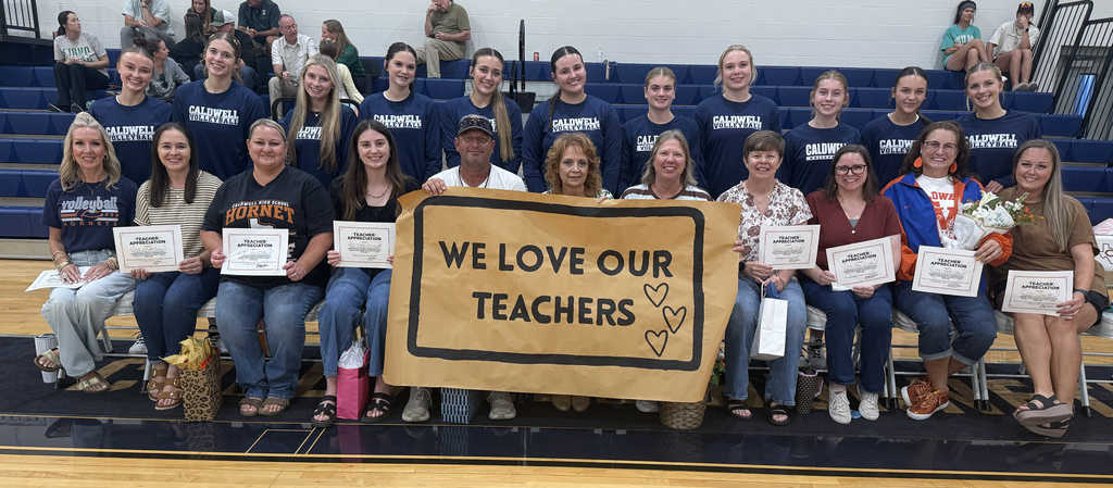 🏐📚 Last night, our Lady Hornets traded the spotlight to recognize some of the teachers who have made a lasting impact on their lives. We are grateful for the educators who support, encourage and inspire our students both in the classroom and beyond!  #CaldwellProud #CaldwellISD