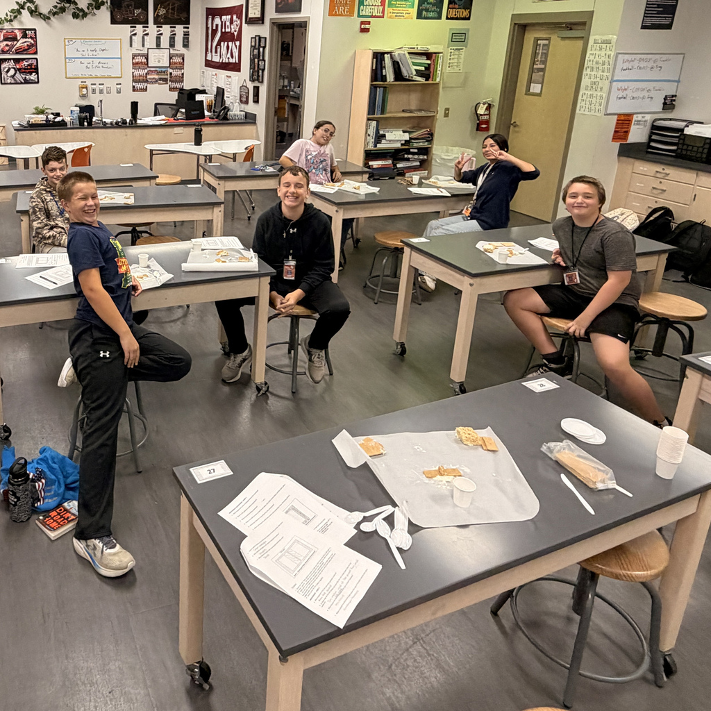 🌎 A little movement, a lot of learning—and a sweet treat!  CJH 7th graders in Coach Hand, Coach U, and Mrs. Wilson’s science classes used graham crackers, frosting, and homemade Rice Krispies treats to model the three types of plate boundaries during their Plate Tectonics Lab.  The best part? Getting to eat their creations afterward! 
