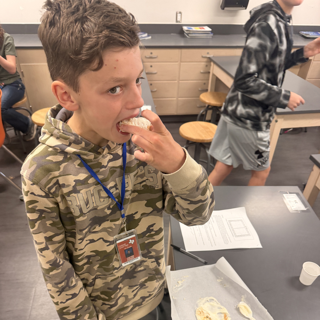 🌎 A little movement, a lot of learning—and a sweet treat!  CJH 7th graders in Coach Hand, Coach U, and Mrs. Wilson’s science classes used graham crackers, frosting, and homemade Rice Krispies treats to model the three types of plate boundaries during their Plate Tectonics Lab.  The best part? Getting to eat their creations afterward! 