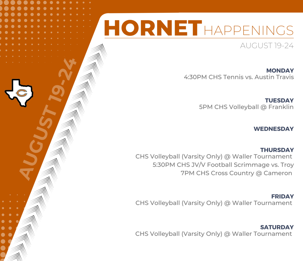 Hornet Happenings for August 19-24