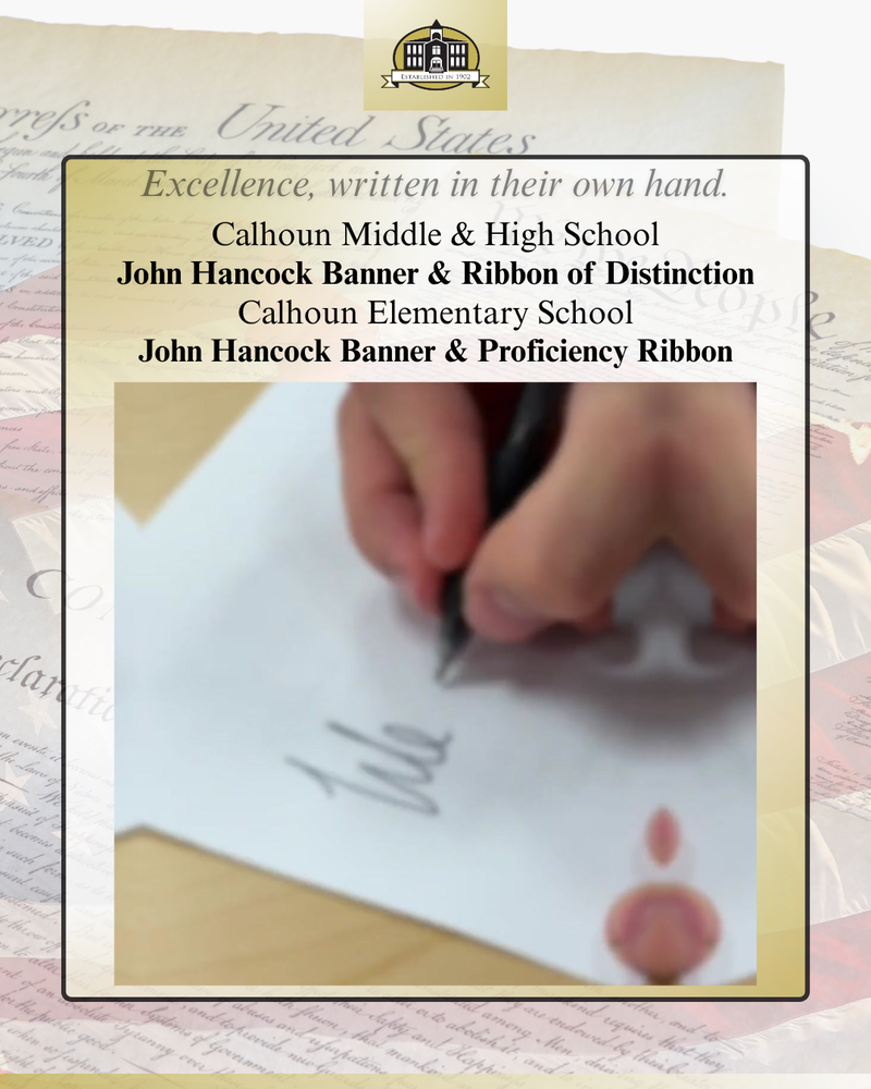 Excellence in Writing: CES, CMS and CHS Earn State Recognition for Cursive