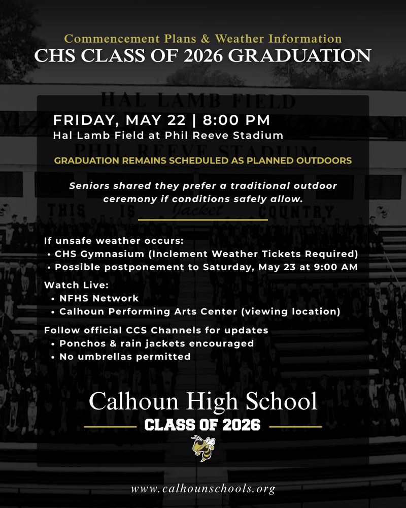CHS Graduation Info & Weather Plans 2026
