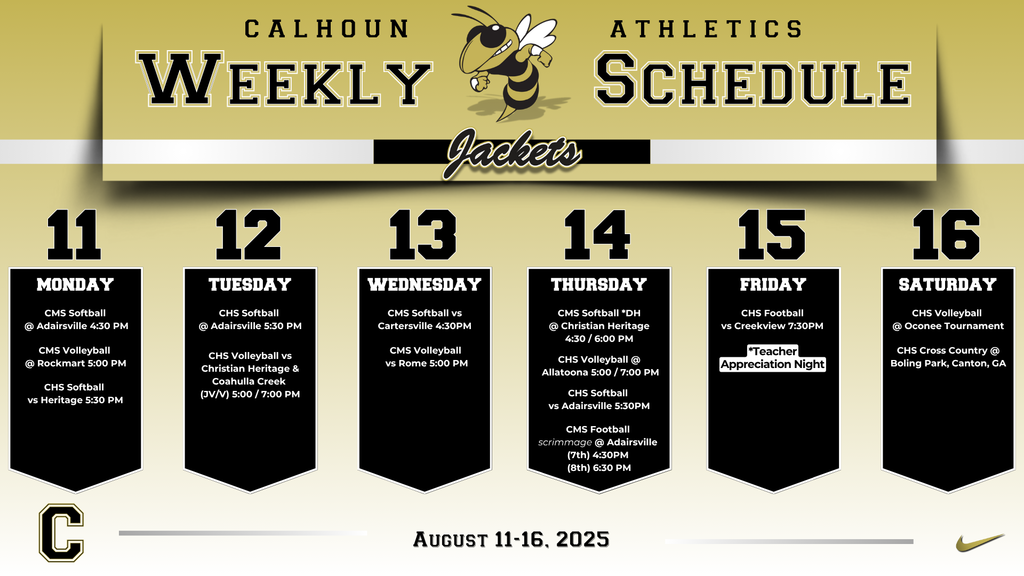 athletics weekly schedule - august 11-16, 2025