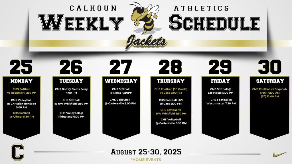 Athletics Weekly Schedule: Aug. 25-30, 2025