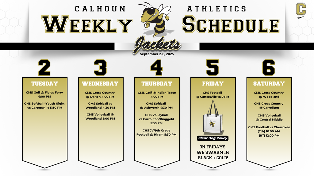 Athletics: Weekly Schedule