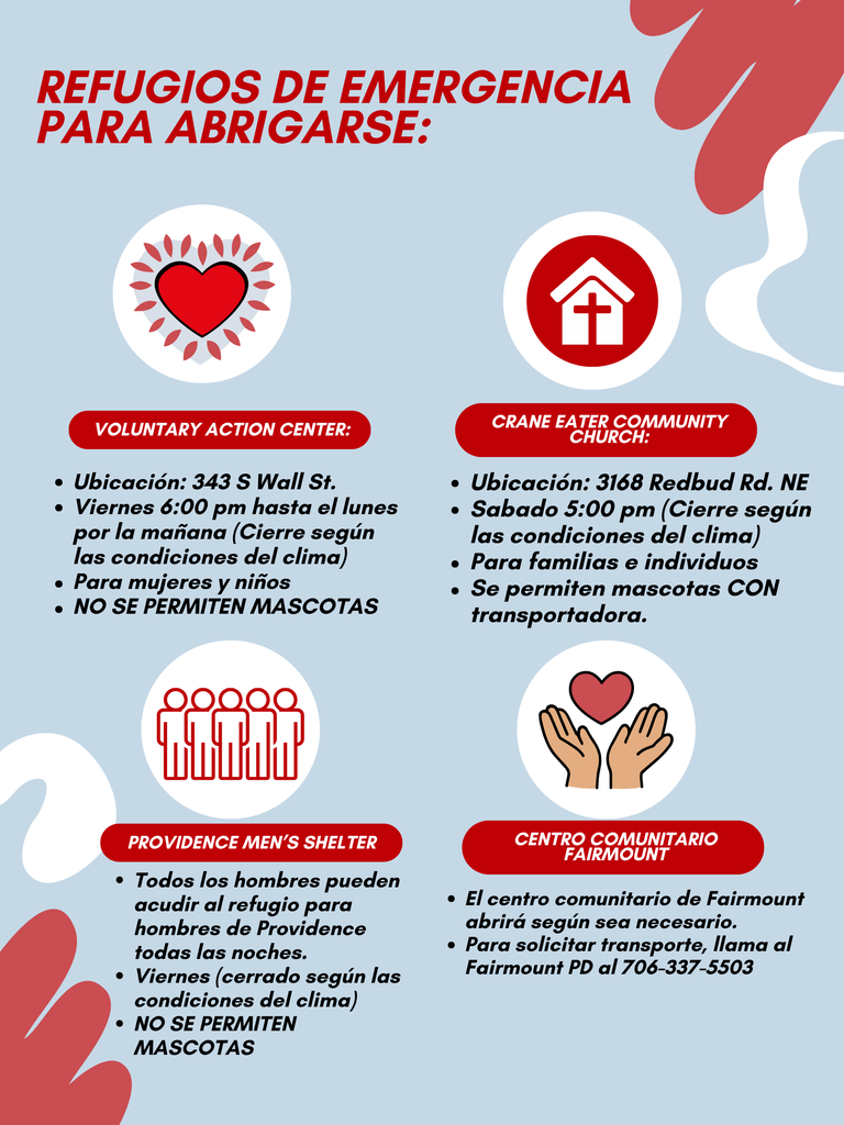 Emergency Warming Shelters for this weekend
