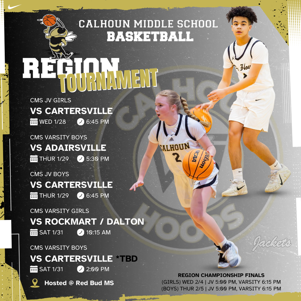 CMS Basketball 🐝🏀 Region Tournament @ Red Bud (revised schedule)