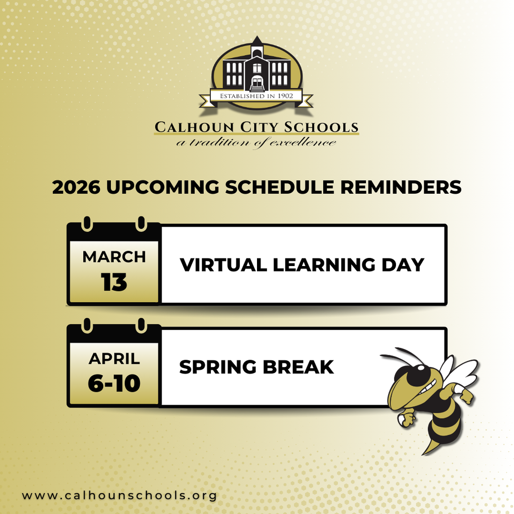 2026 March/April School Schedule Reminders (3/13 - Virtual Learning day; April 6-10 - Spring Break)
