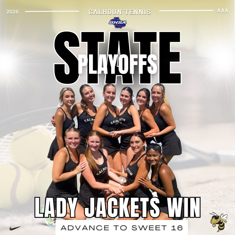 SWEET 16 BOUND! Lady Jackets keep the rally going (5-0) as they advance in the AAA State Playoffs. 🐝🎾 #GoJackets 