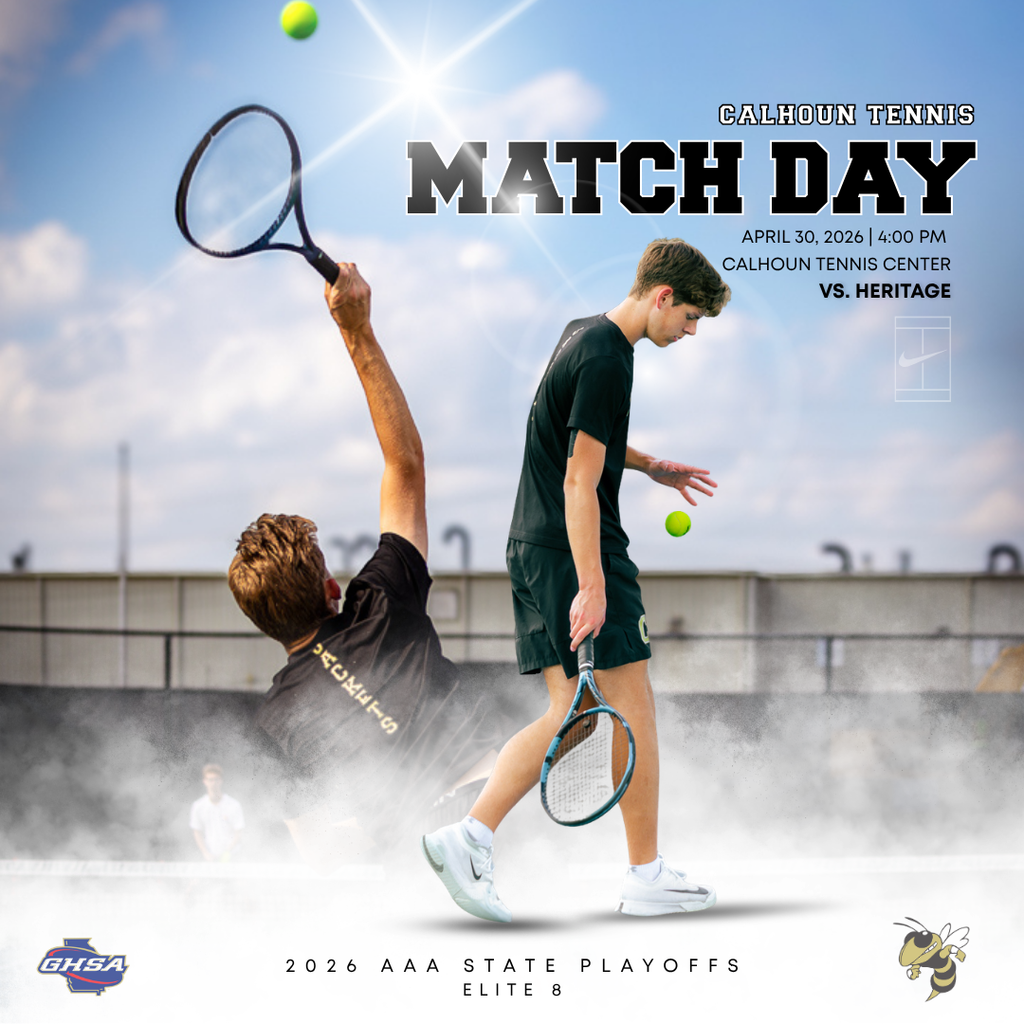 Serve. Set. Swarm. 🎾🐝 Elite 8 action today as the Jackets host Heritage with a trip to the Final Four on the line.  4:00 PM @ Calhoun Rec Tennis Center 