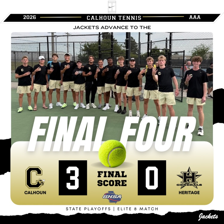 FINAL FOUR BOUND. 🎾🐝 Jackets sweep Heritage 3-0 to advance! #GoJackets