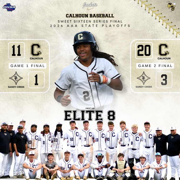 Jackets dominate the series (11-1, 20-3) over Sandy Creek and advance to the ELITE 8! 🐝⚾️ #GoJackets