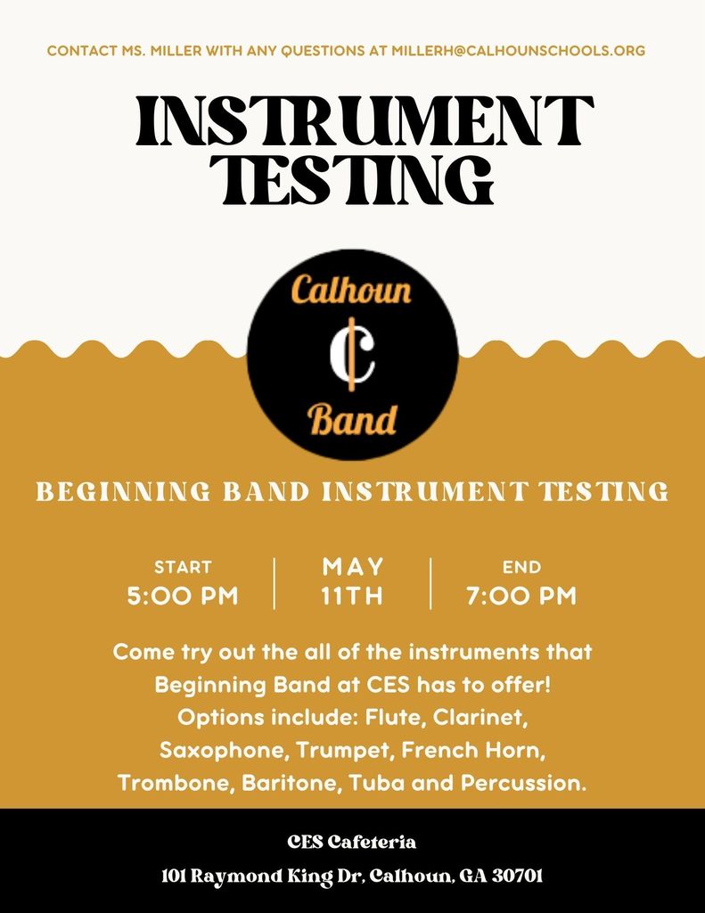 Calling all future musicians 🎶 Join the best band in the land!  Don’t miss our CES & CMS concerts next week—come out and support our talented Jackets! 🐝🎼