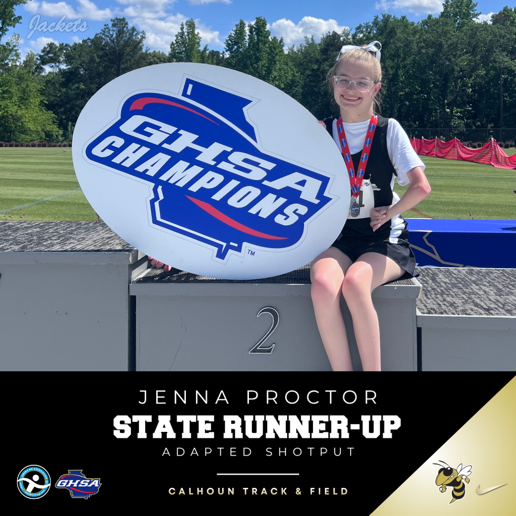 🥈🐝 STATE RUNNER-UP  Calhoun Track & Field kicked off the 2026 AAA State Meet at UGA with an outstanding performance by sophomore Jenna Proctor, earning a State Runner-Up finish in Adapted Shot Put! 