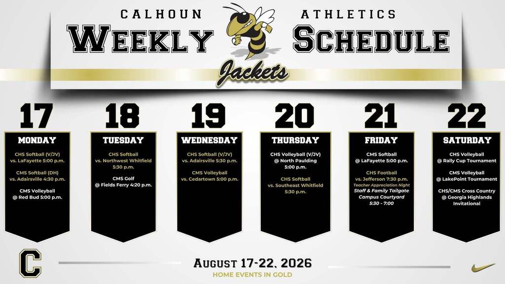 Athletics Weekly Schedule: Aug. 17-22, 2026