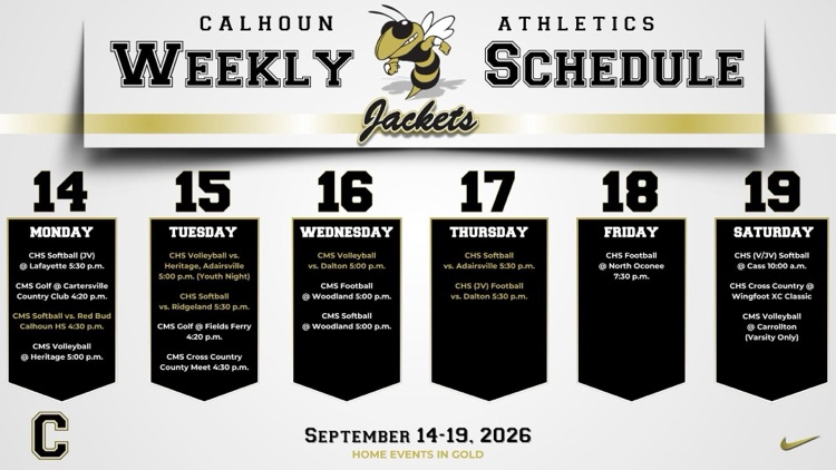 athletics weekly schedule 