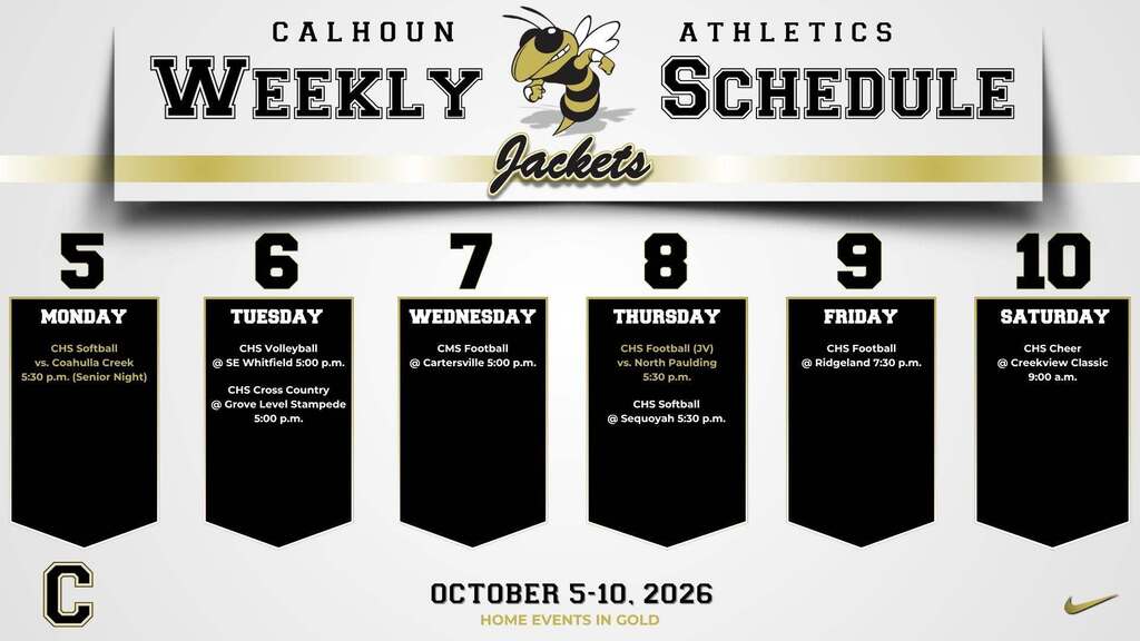 Athletics weekly schedule - Oct. 5-10, 2026