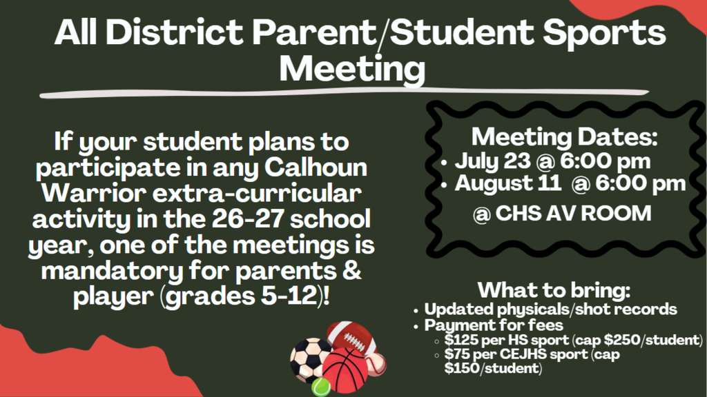 All District Parent/Student Athletic Meeting Flyer