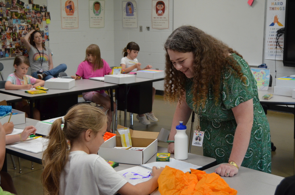 Students working on Art Cart Activities