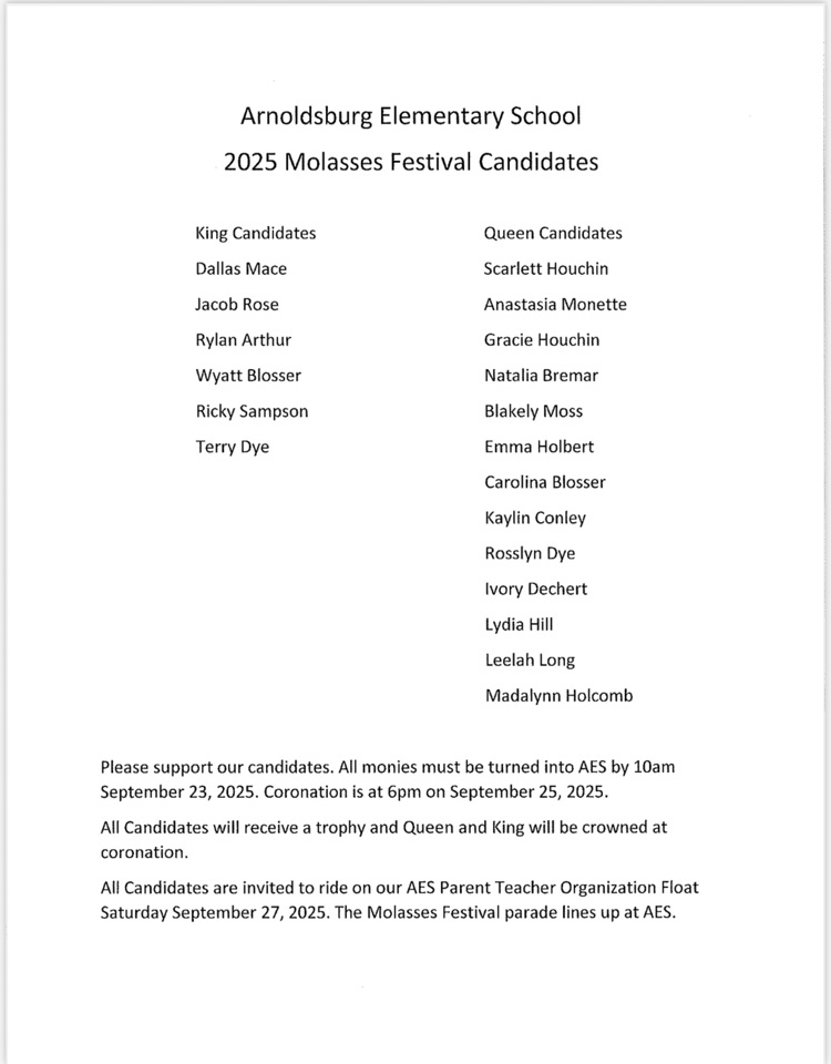 molasses festival candidate list