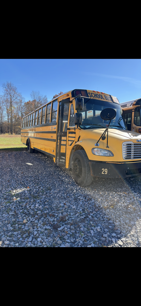 Bus 29 2011 Thomas FRHT pictures show right side view of school bus that is for surplus