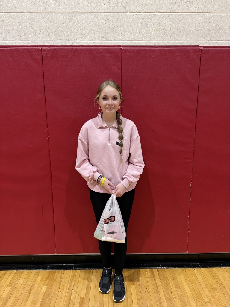 Kassidy Fredrick won January Attendance Millers Kwik Stop Meal