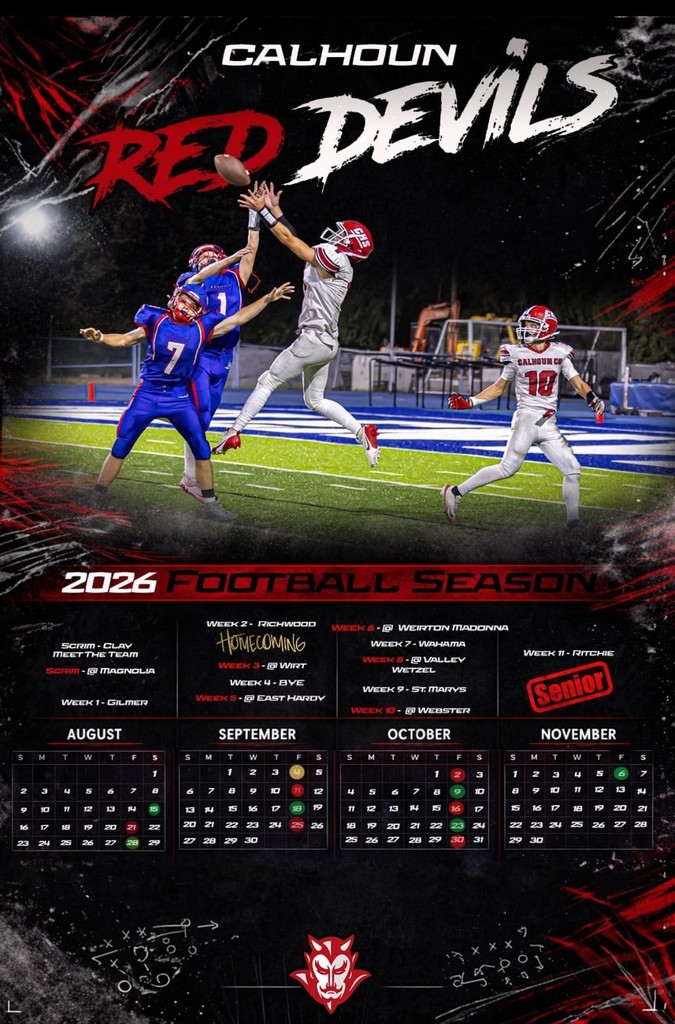 2026 Calhoun County High School Football Calendar. 