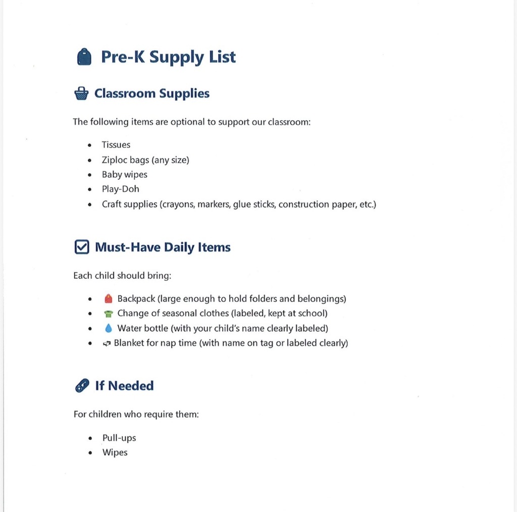PreK Supply Lost
