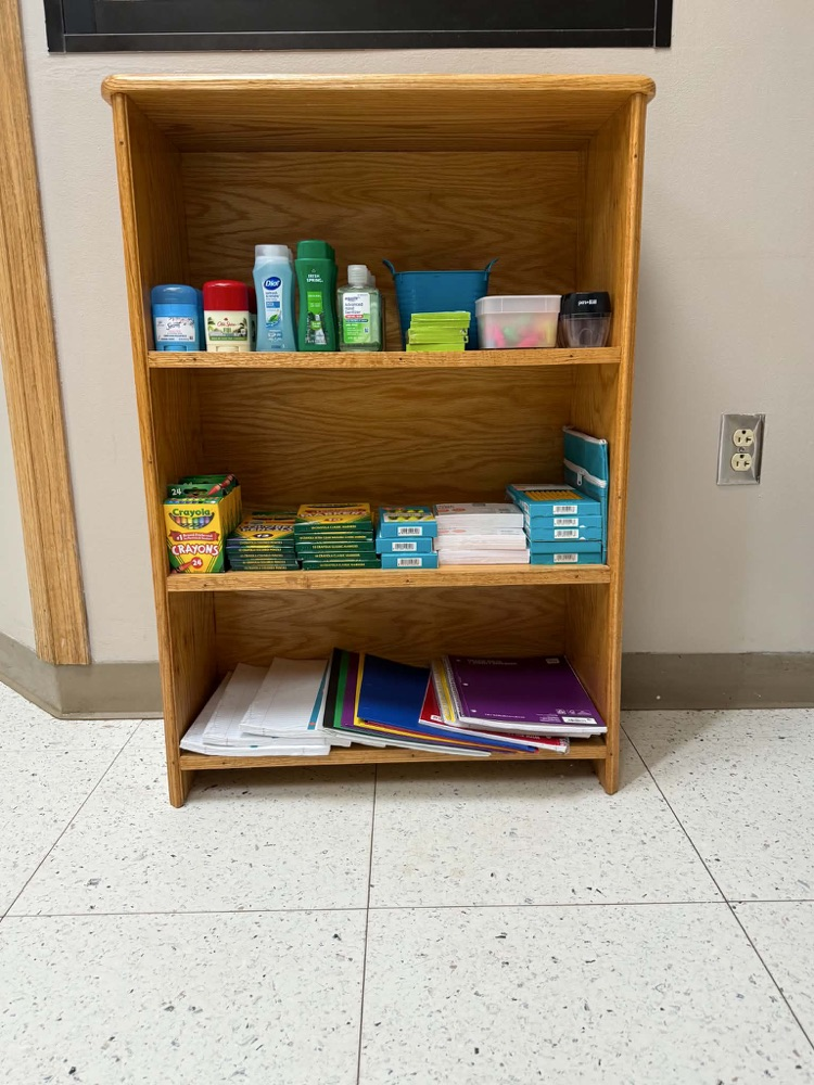 shelves filled with school supplies  