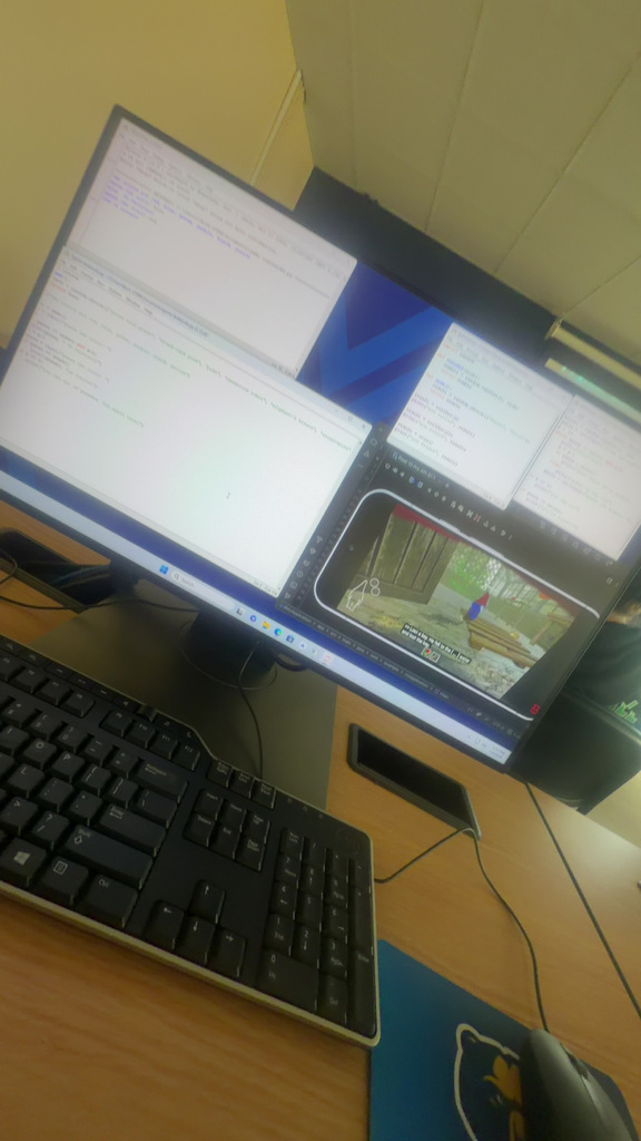 picture of a computer screen with coding text and a video 