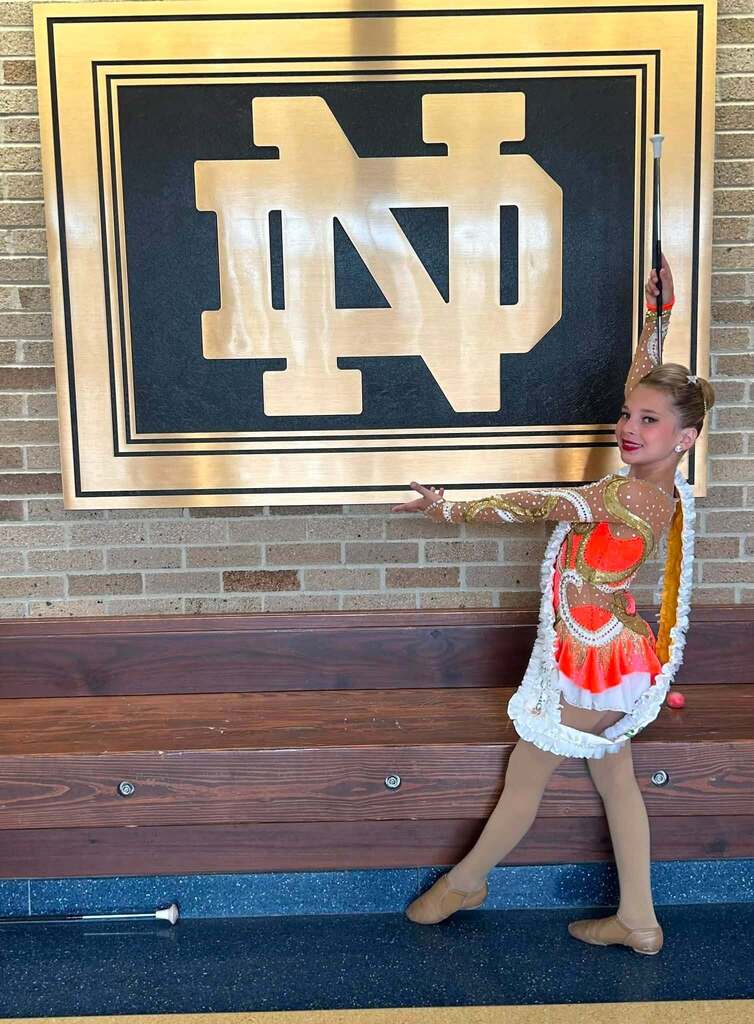 Scarlett Poses with the NoterDame logo