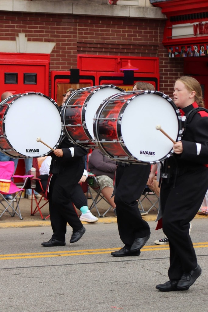 Base Drums players preforming in the parade