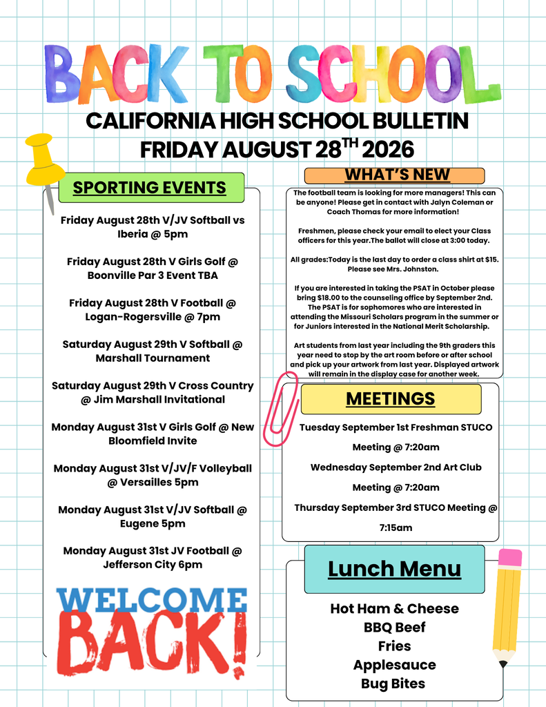 California High School Bulletin 08/28