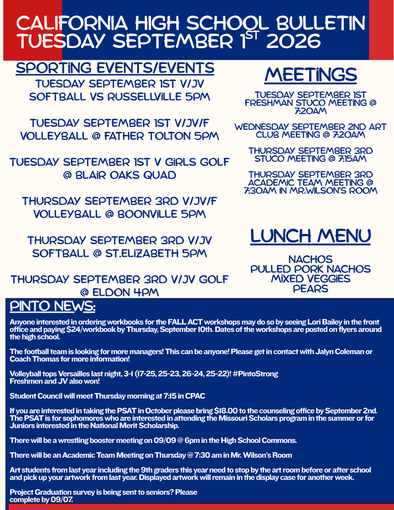 California High School Bulletin 09/01