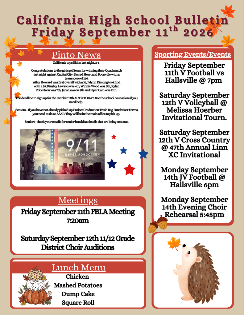 California High School Bulletin 09/11