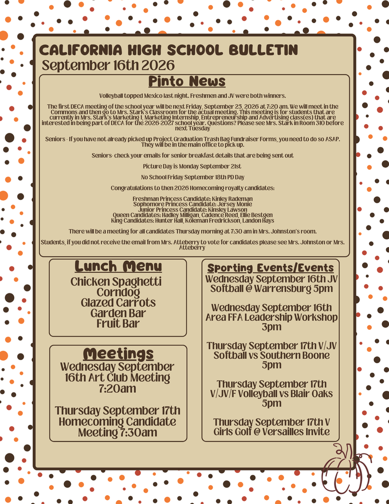 California High School Bulletin 09/16