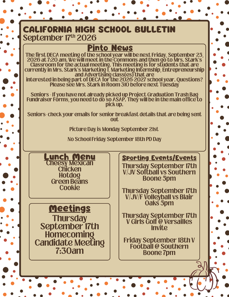 California High School Bulletin 09/17
