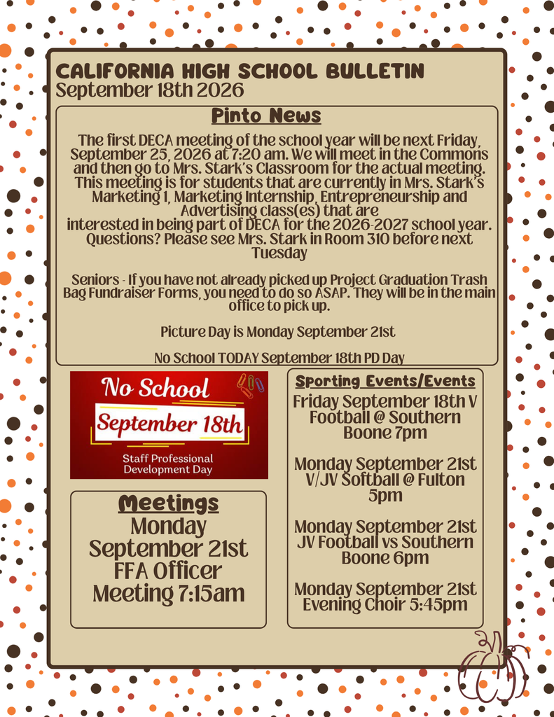 California High School Bulletin 09/18