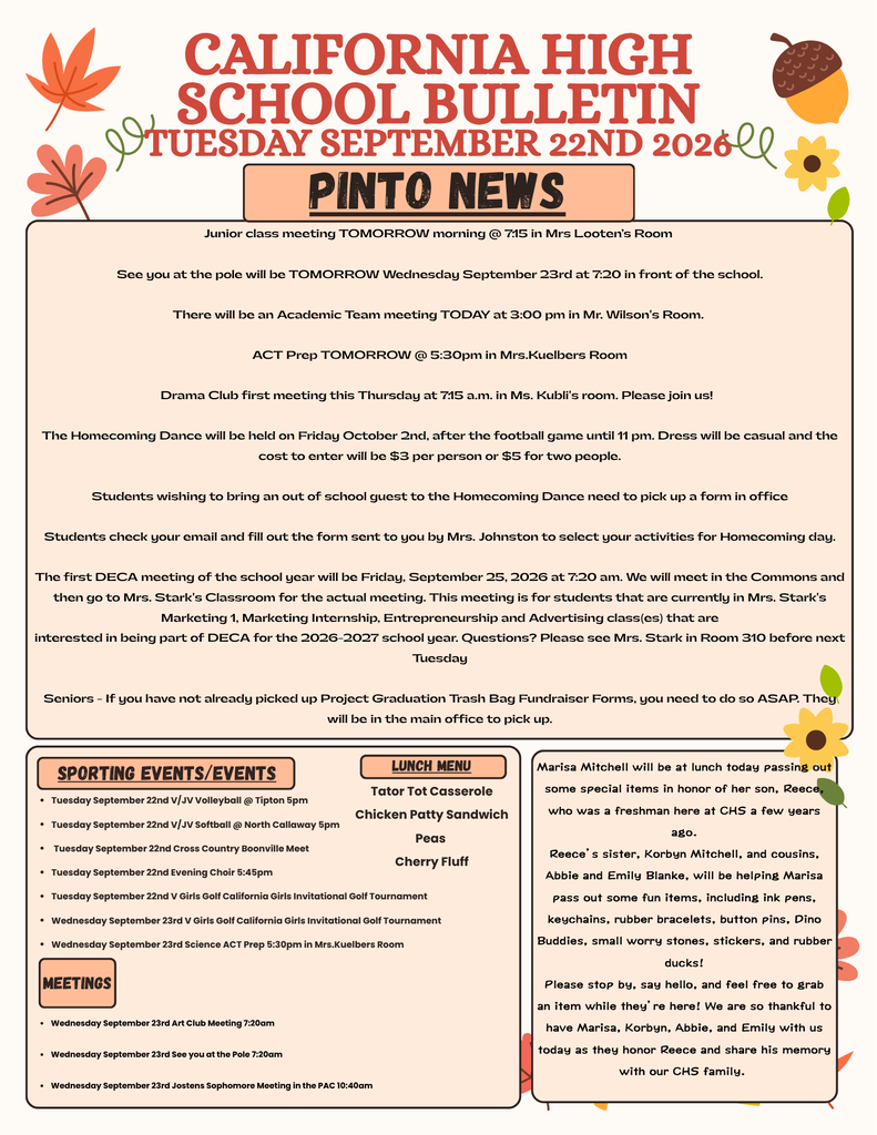 California High School Bulletin 09/22