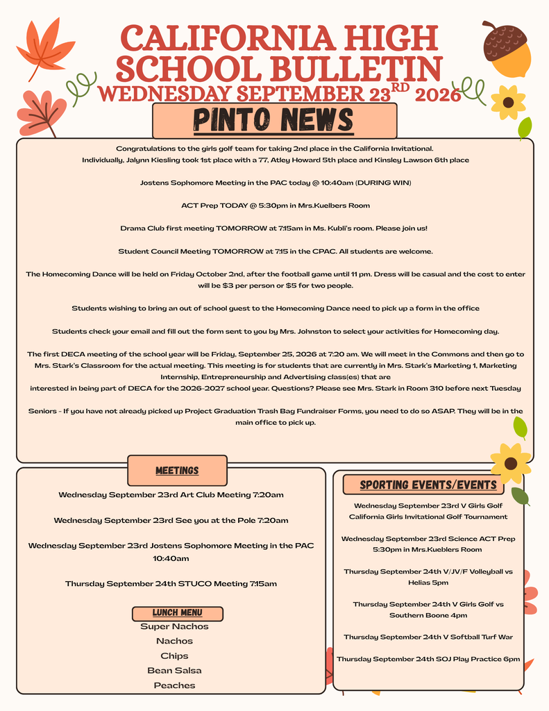 California High School Bulletin 09/23