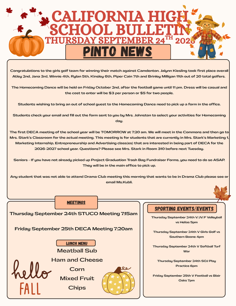 California High School Bulletin 09/24