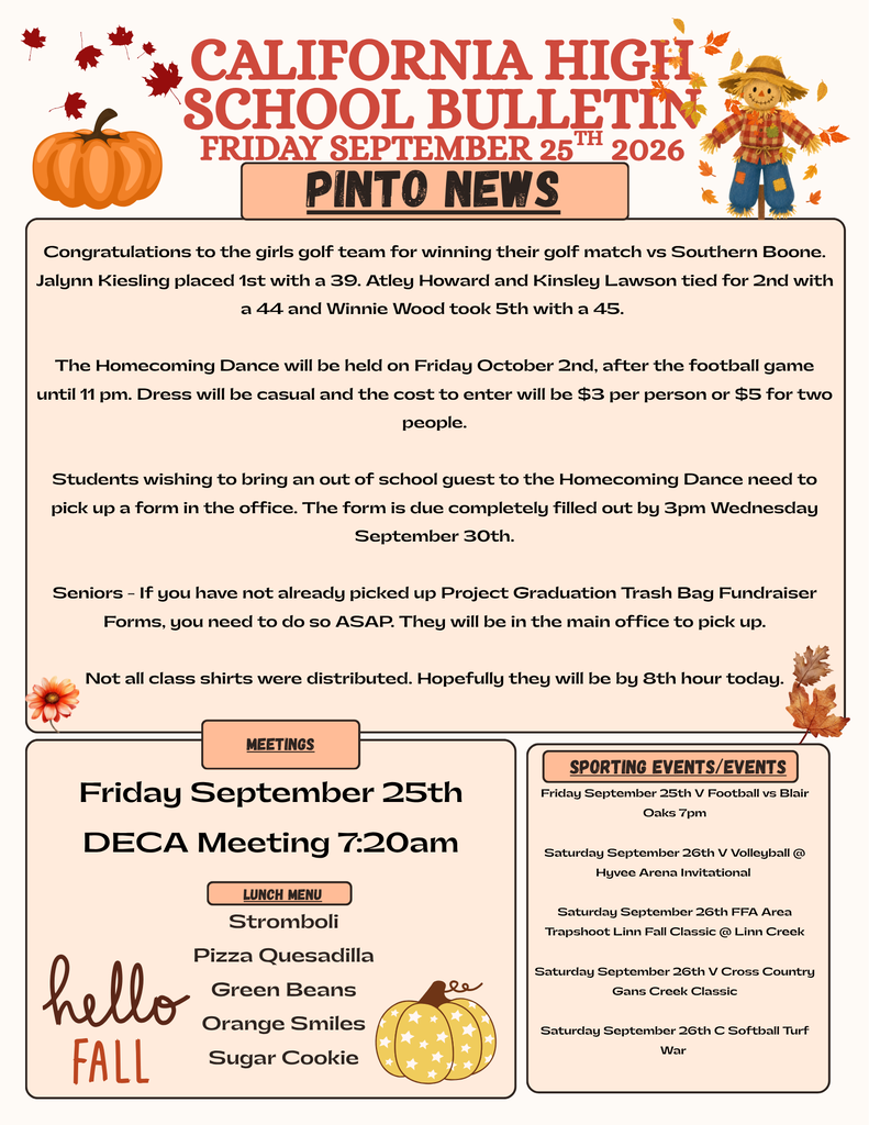 California High School Bulletin 09/25