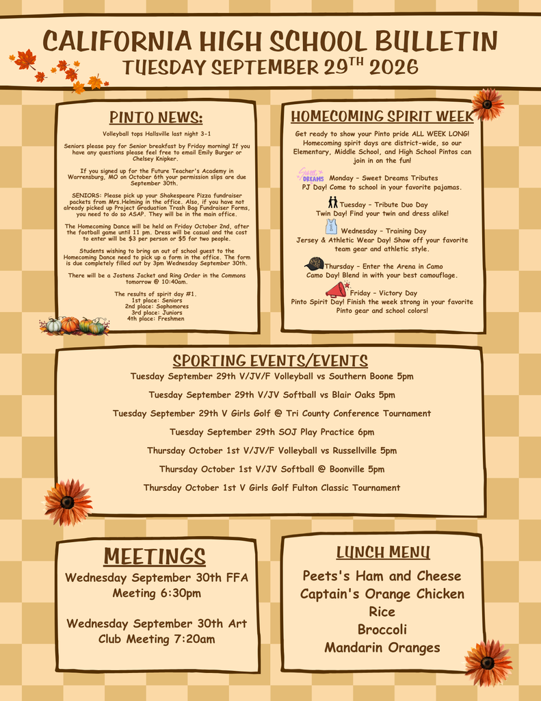 California High School Bulletin 09/29