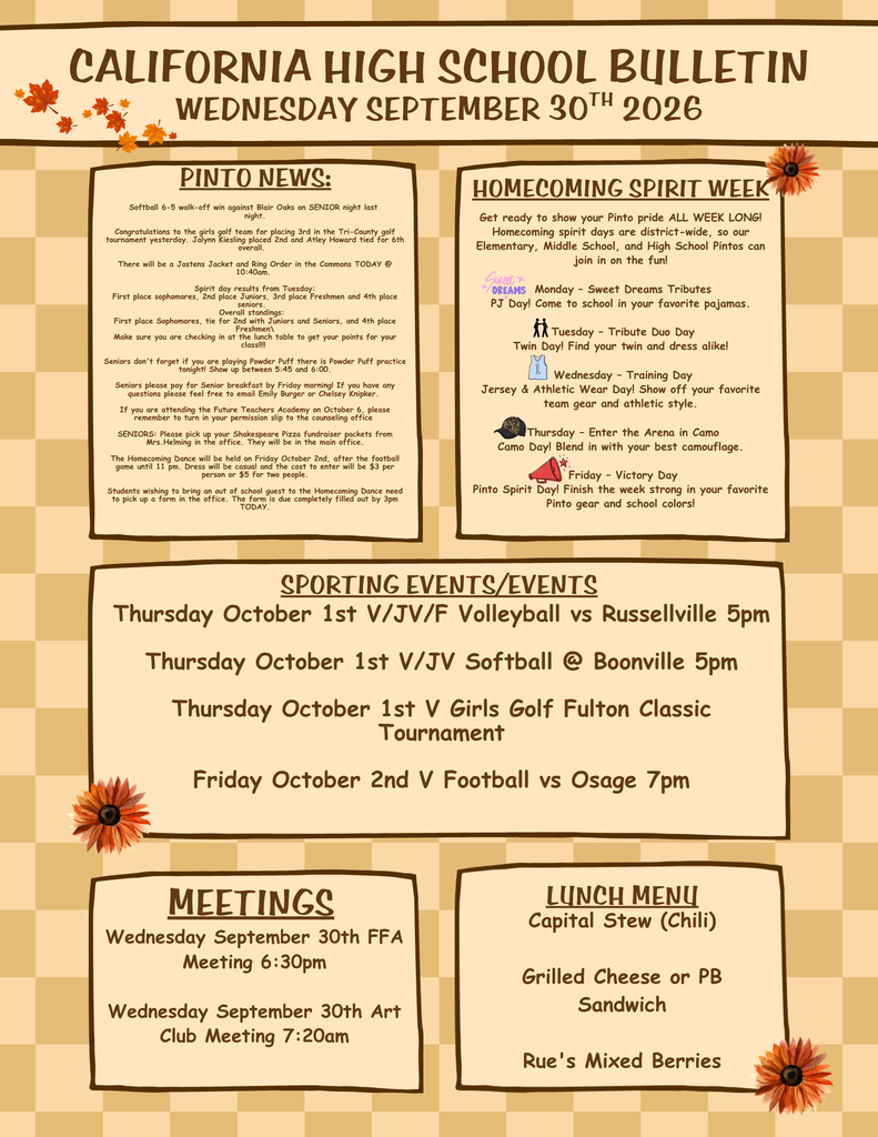 California High School Bulletin 09/30