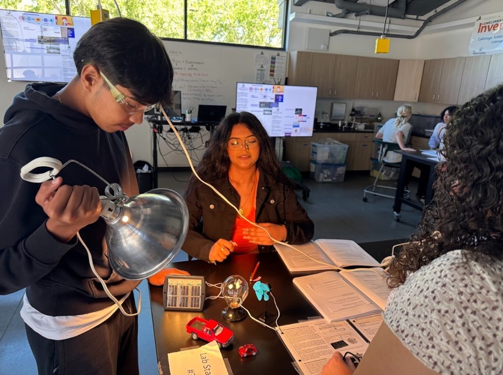 students working on their experiment