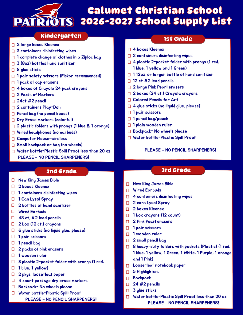 School Supply List