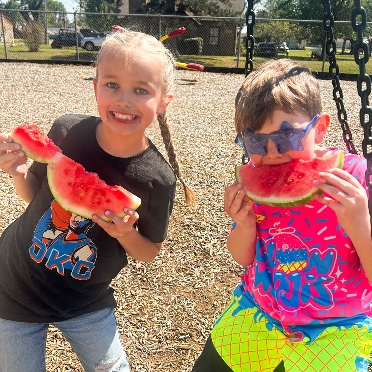 Elementary students and staff enjoyed some tasty watermelon this afternoon.