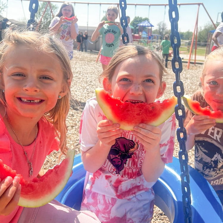 Elementary students and staff enjoyed some tasty watermelon this afternoon.