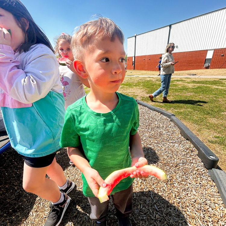 Elementary students and staff enjoyed some tasty watermelon this afternoon.