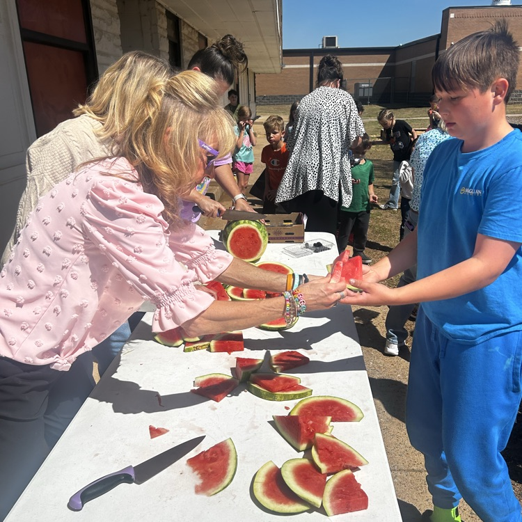 Elementary students and staff enjoyed some tasty watermelon this afternoon.